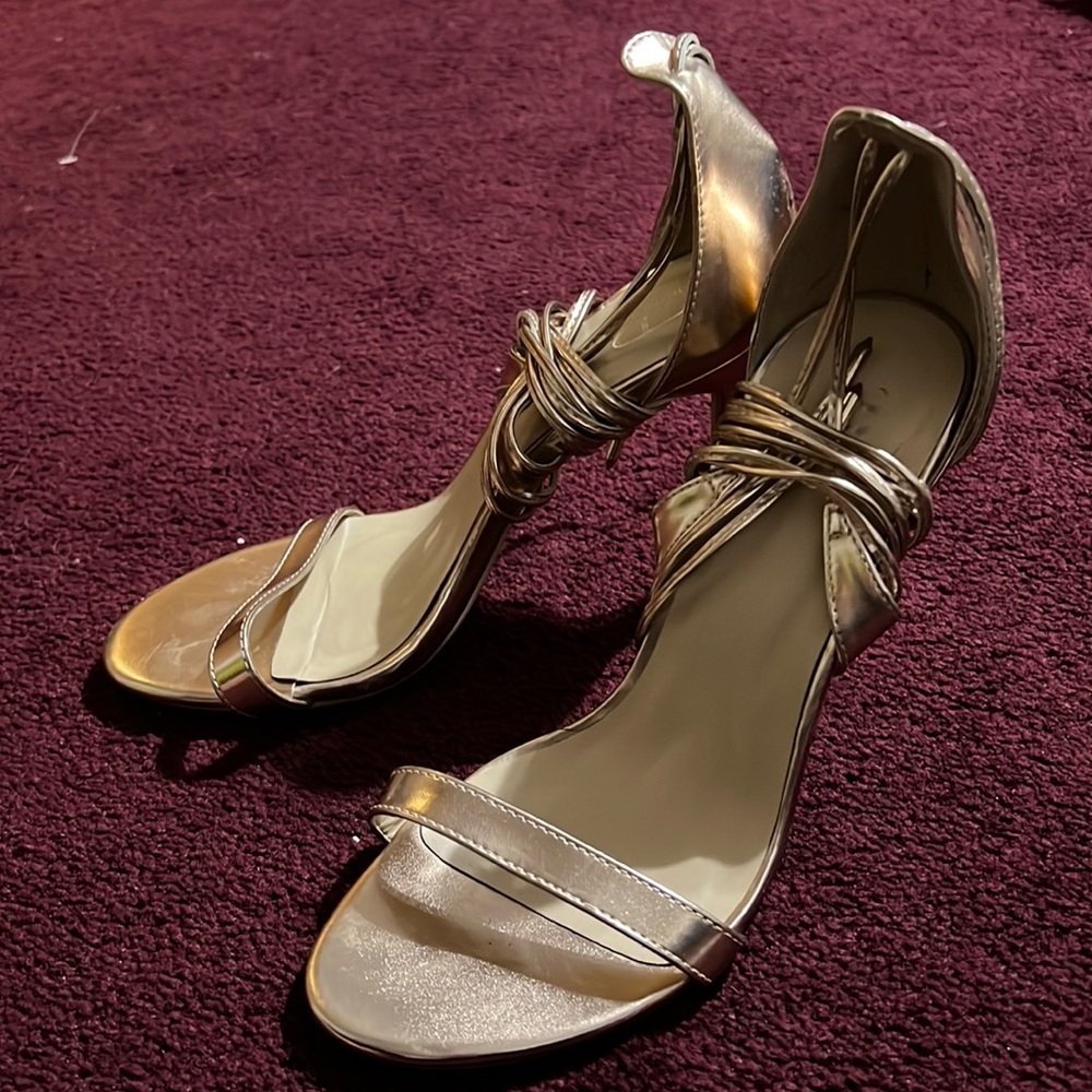 perfect rose gold tie up heels